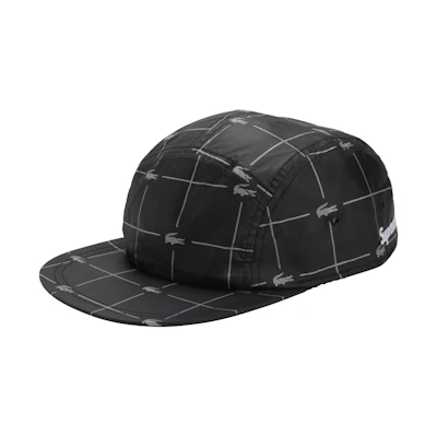 Supreme LACOSTE Reflective Grid Nylon Camp Cap Black