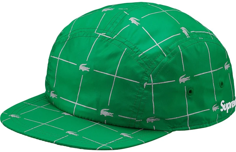 supreme-lacoste-reflective-grid-nylon-camp-cap-green