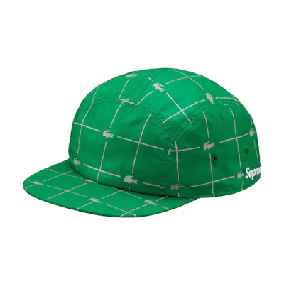 Supreme LACOSTE Reflective Grid Nylon Camp Cap Green