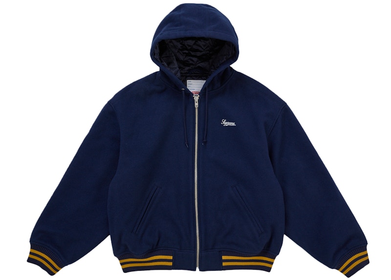 Supreme Larry Clark Hooded Varsity Jacket Navy