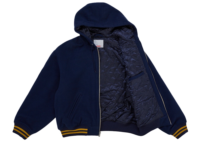Order Supreme Larry Clark Hooded Varsity Jacket Navy
