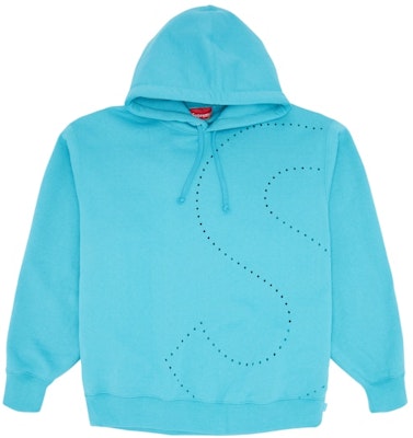 Hoodie Supreme S Logo Laser Cut Cyan Buy Hoodie Supreme S Logo Laser Cut Cyan