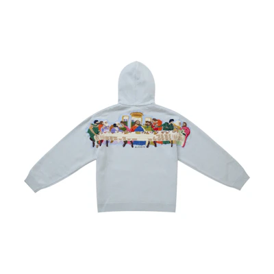 Supreme Last Supper Embroidered Zip Up Hooded Sweater Light Blue