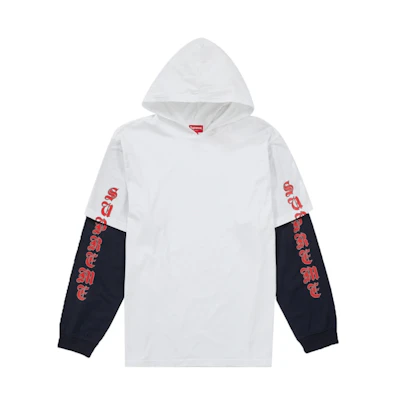 Supreme Layered Hooded L/S Top White