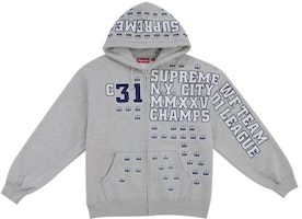 Supreme League Champs Zip Up Hooded Sweatshirt Grey Supreme League Champs Zip Up Hooded Sweatshirt Grey