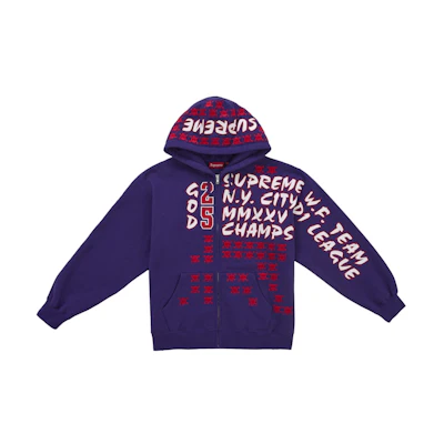 Supreme League Champs Zip Up Hooded Sweatshirt Purple