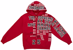Supreme League Champs Zip Up Hooded Sweatshirt Red Supreme League Champs Zip Up Hooded Sweatshirt Red