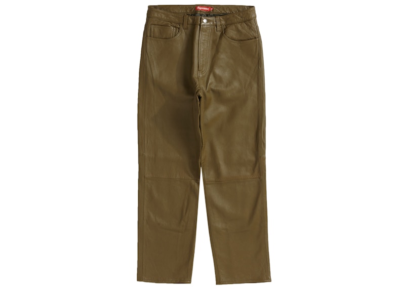 Supreme Leather 5-Pocket Jean Olive