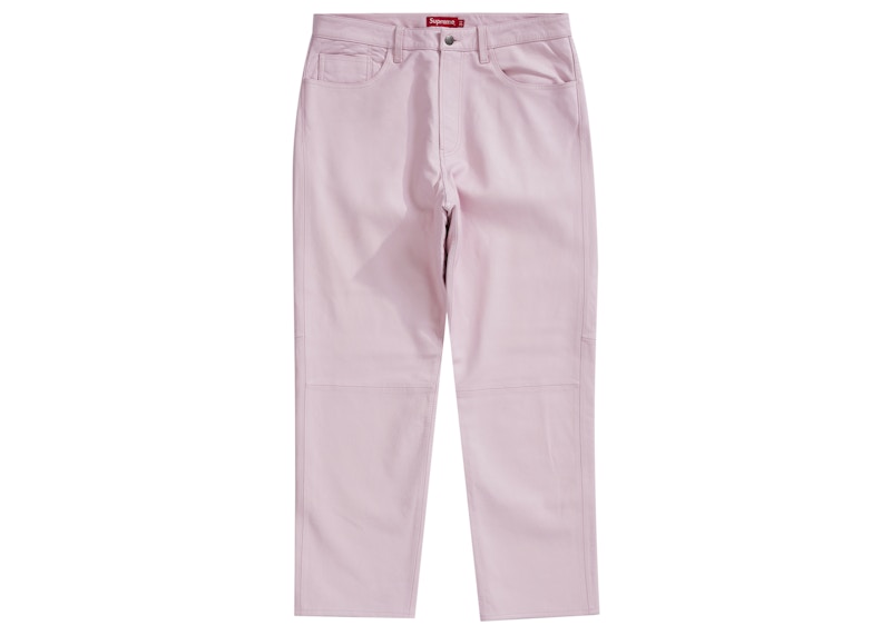 Buy Supreme Pantalón Vaquero de Cuero 5 Bolsillos Rosa