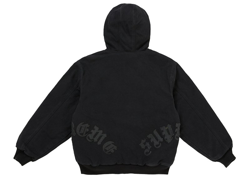 Lookbook Supreme Leather Applique Hooded Work Jacket Black