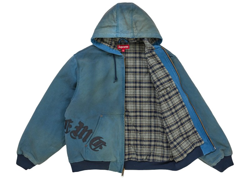 Order Supreme 皮革貼花連帽工作夾克 海軍藍