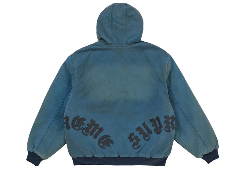 Lookbook Supreme 皮革貼花連帽工作夾克 海軍藍