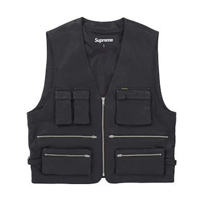 Supreme Leather Cargo Vest Black