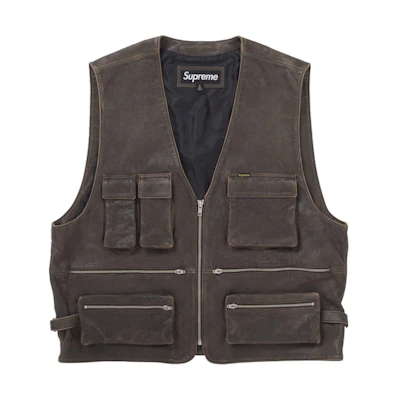 Supreme Leather Cargo Vest Brown