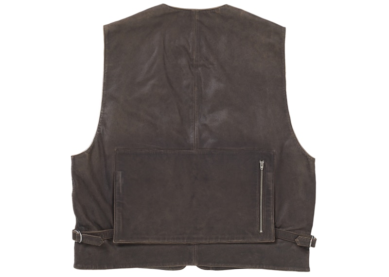 Order Supreme 棕色皮革工裝背心