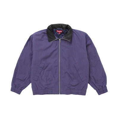 Supreme Leather Collar Utility Jacket (SS25) Blue Plaid