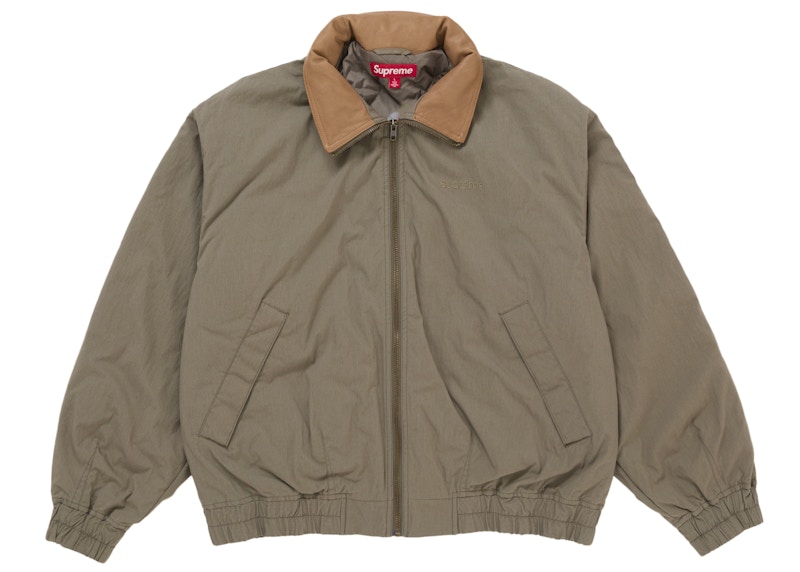 Supreme Leather Collar Utility Jacket (SS25) Olive