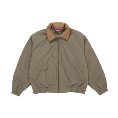 Supreme Leather Collar Utility Jacket (SS25) Olive