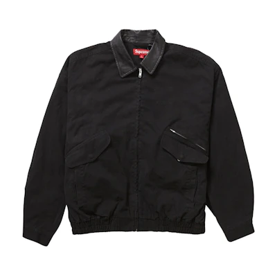Supreme Leather Collar Utility Jacket Black