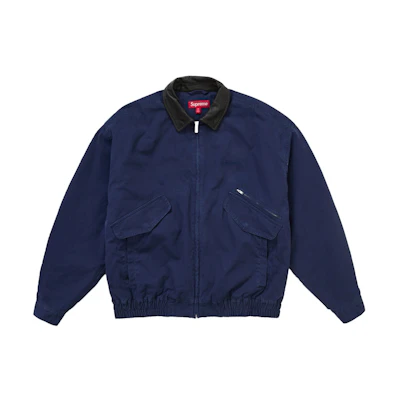 Supreme Leather Collar Utility Jacket FW24 Navy
