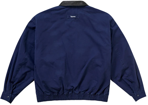 Supreme Jaket Utility Kulit Kerah FW24 Navy. Order Supreme Jaket Utility Kulit Kerah FW24 Navy.
