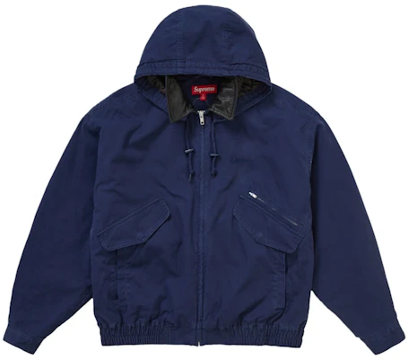Supreme Jaket Utility Kulit Kerah FW24 Navy. Lookbook Supreme Jaket Utility Kulit Kerah FW24 Navy.