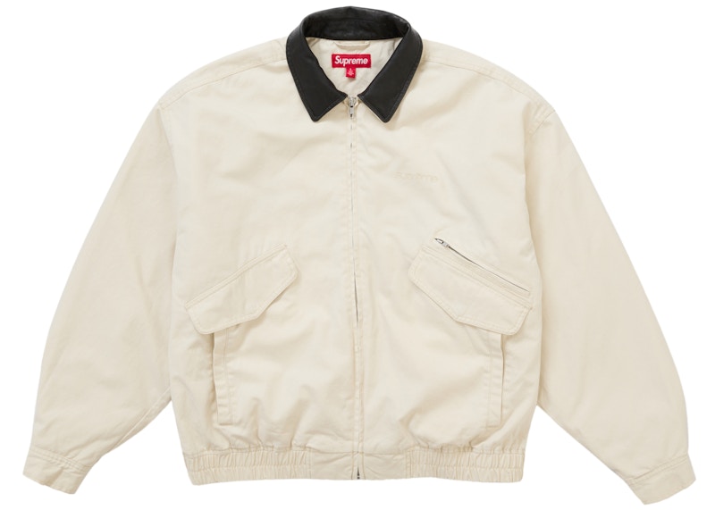 Supreme Leather Collar Utility Jacket FW24 Stone
