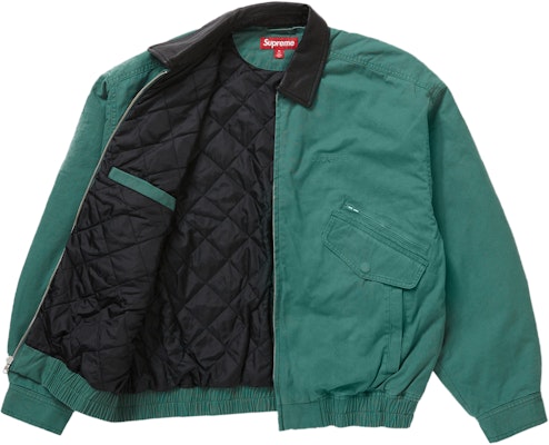 Supreme Leather Collar Utility Jacket Green - Novelship