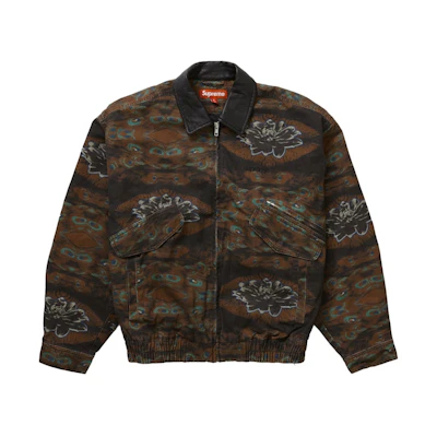 Supreme Leather Collar Utility Jacket Peacock