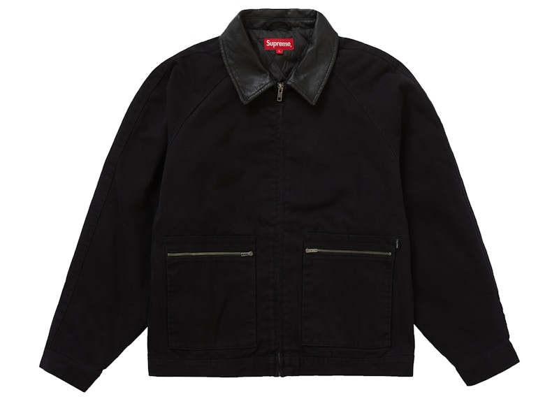 Buy Chaqueta de Trabajo Negra Supreme de Cuero con Cuello