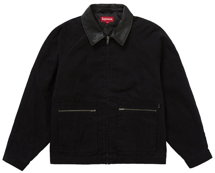 supreme-leather-collar-work-jacket-black