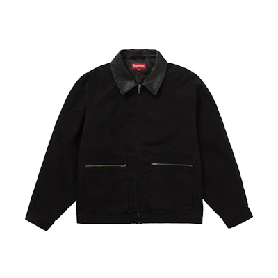 Supreme Leather Collar Work Jacket Black