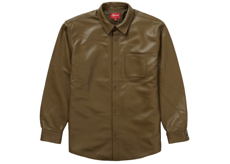 Supreme Leather Shirt Olive
