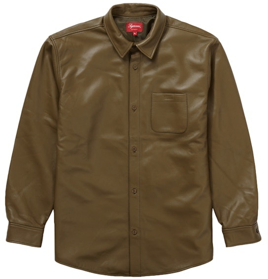 supreme-leather-shirt-olive
