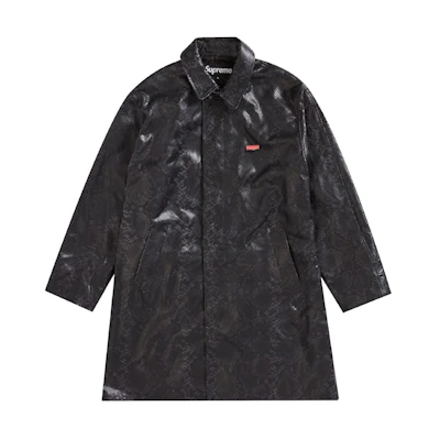 Supreme Leather Snake Trench Coat Black