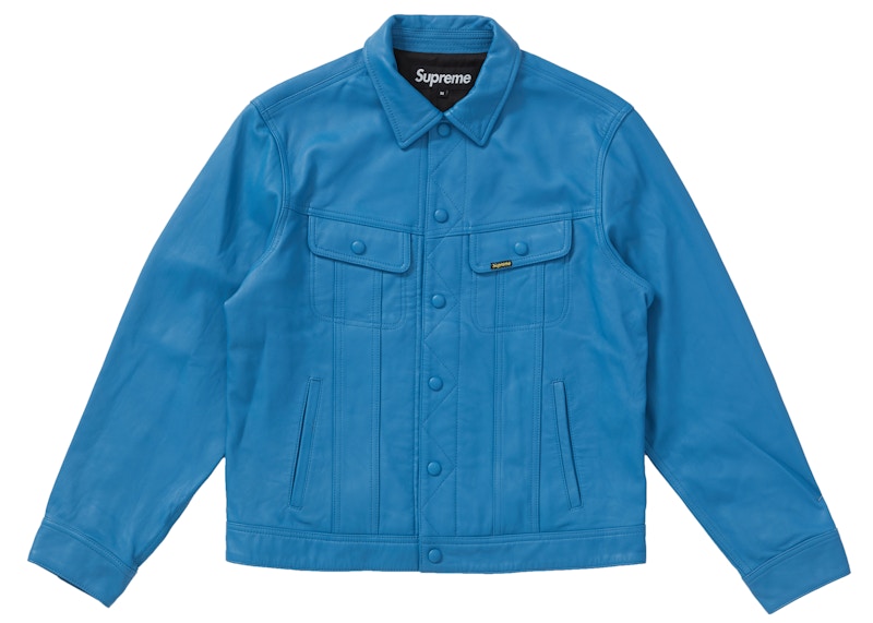 Buy シュプリーム レザー トラッカーJKT (ブルー)
