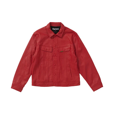 Supreme Leather Trucker Jacket Red