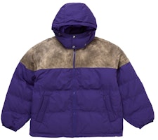 Supreme Leather Yoke Puffer Jacket Purple Supreme Leather Yoke Puffer Jacket Purple