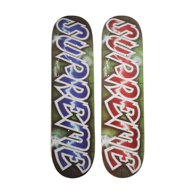 Supreme Lee Quinones Lee Logo Skateboard Deck Blue/Red Set