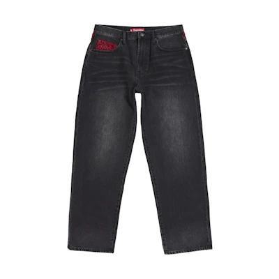 Supreme Leopard Faux Fur Loose Fit Jean Washed Black