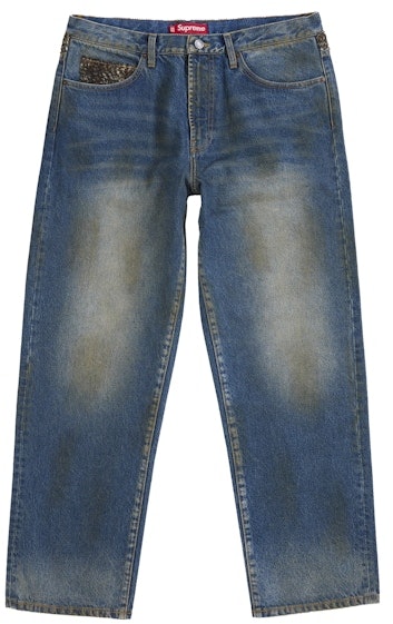 supreme-leopard-faux-fur-loose-fit-jean-washed-indigo