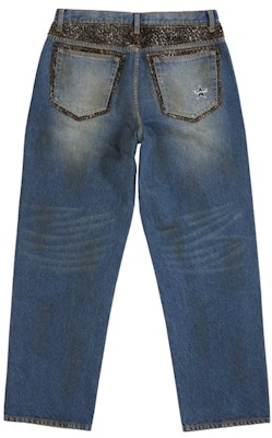 Supreme Jean Loose Fit Indigo dengan Corak Leopard Faux Fur. Order Supreme Jean Loose Fit Indigo dengan Corak Leopard Faux Fur.