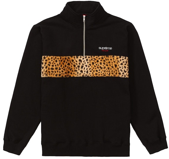 supreme-leopard-panel-half-zip-sweatshirt-black