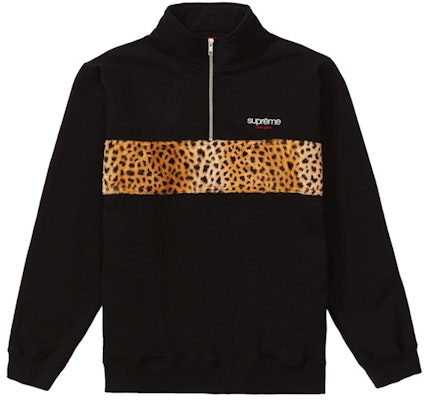 Supreme Leopard Panel Half Zip Sweatshirt Hitam Buy Supreme Leopard Panel Half Zip Sweatshirt Hitam