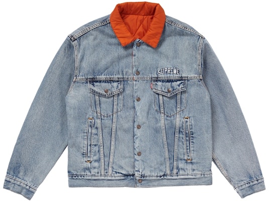 Supreme Levis Quilted Reversible Trucker Jacket Blue Buy Supreme Levis Quilted Reversible Trucker Jacket Blue