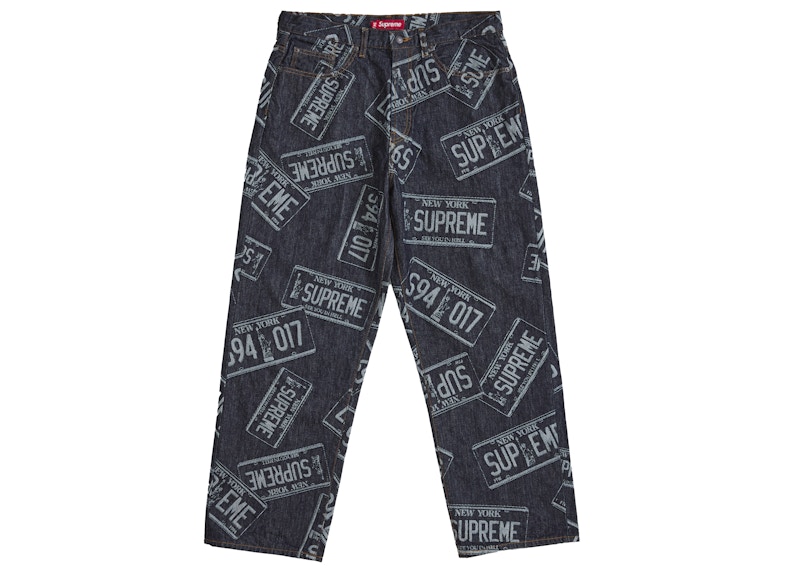 Supreme License Plate Baggy Jean Rigid Indigo