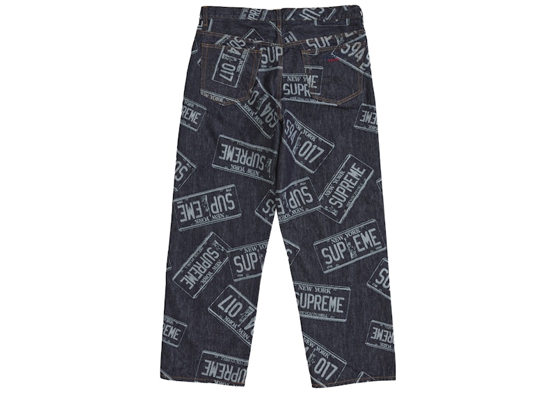 Order Supreme License Plate Baggy Jean Rigid Indigo