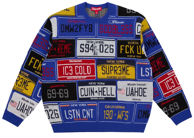 Supreme License Plate Sweater Royal