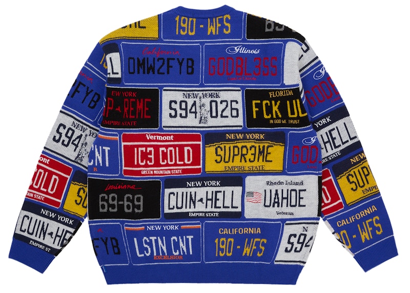 Order Supreme License Plate Sweater Biru Royal