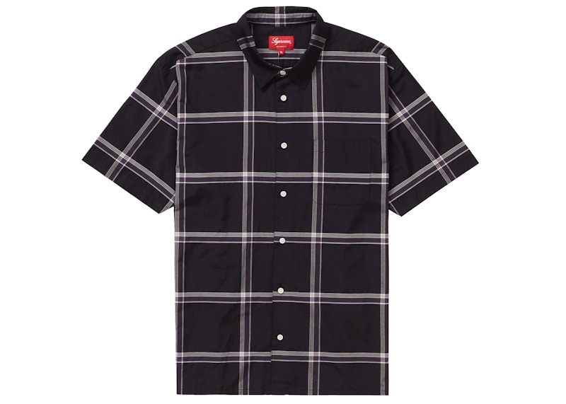 Buy 슈프림 경량 체크 반팔 셔츠 블랙 
